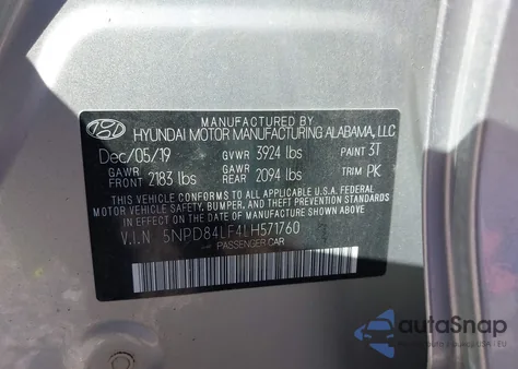 2020 Hyundai Elantra Sel из США, поврежденный, VIN 5NPD84LF4LH571760